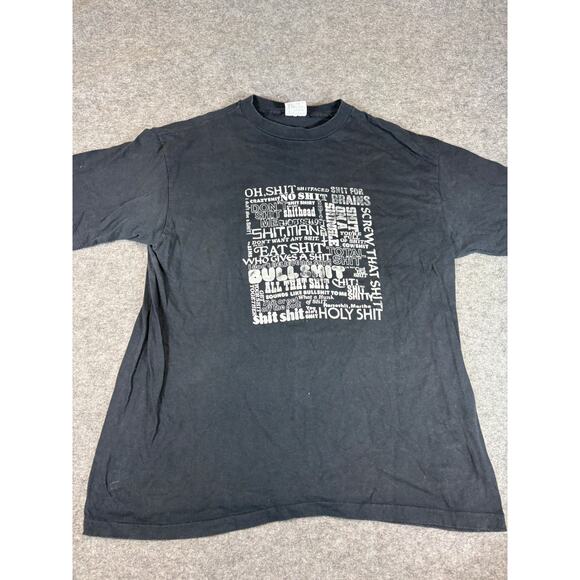 VINTAGE 90s Shirt Mens XL Black Graphic Funny Novelty Humor Single Stitch Tee - Picture 1 of 6